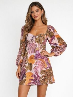 Tropical Animal Print Kourt Dress Medium/ Large Pockets Cotton Babydoll